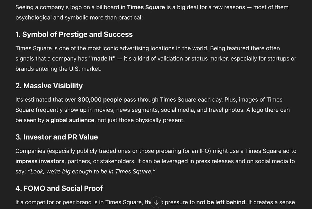 chatgpt text explaining why people care about time square