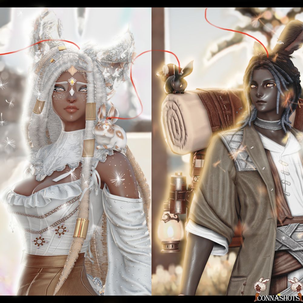 Conna and Erenville in different portraits with a red line connecting them 