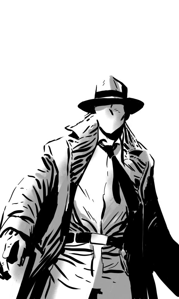 Ink and tone drawing of the question by Dan McDaid 