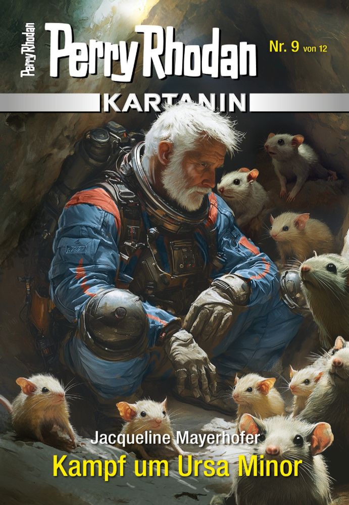 Cover von Band 9 der Miniserie PERRY RHODAN-Kartanin, Kantiran umgeben von Nagetieren