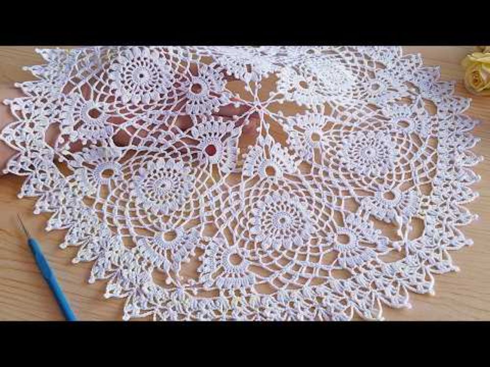 Crochet Tablecloth With Only ONE Crochet Motif 🧶 For Tablecloth Crochet Table Mat, Table Nappe