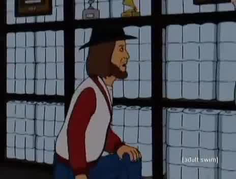 Chuck Mangione Hiding Behind A Wall Of Toilet Paper In A Grocery Store, From King Of The Hill