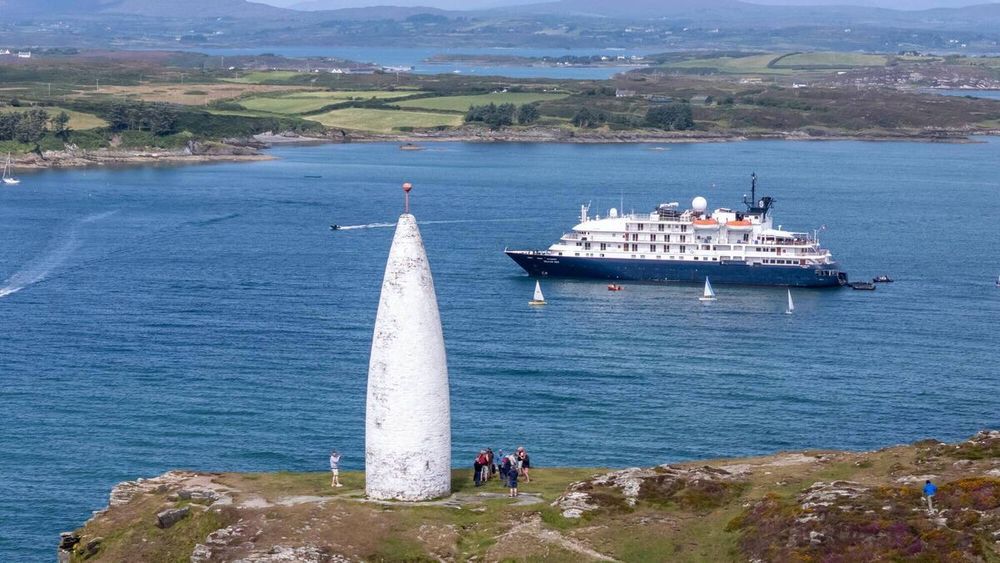 Captain Jose Fonseca of Noble Caledonia’s luxurious Island Sky vessel dropped anchor beneath Baltimore’s landmark beacon on Thursday