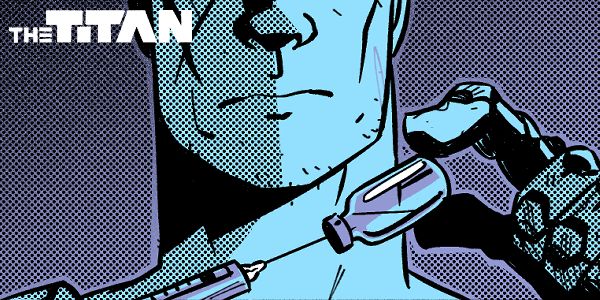 Promo image of Ansel filling a syringe in a hypodermic needle from a bottle of clear liquid.