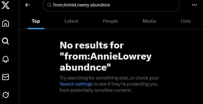 A search of x/Twitter for posts by Annie Lowrey that contain the term 