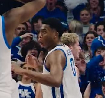 Brandon Garrison reacts to Collin Chandler's dunk.