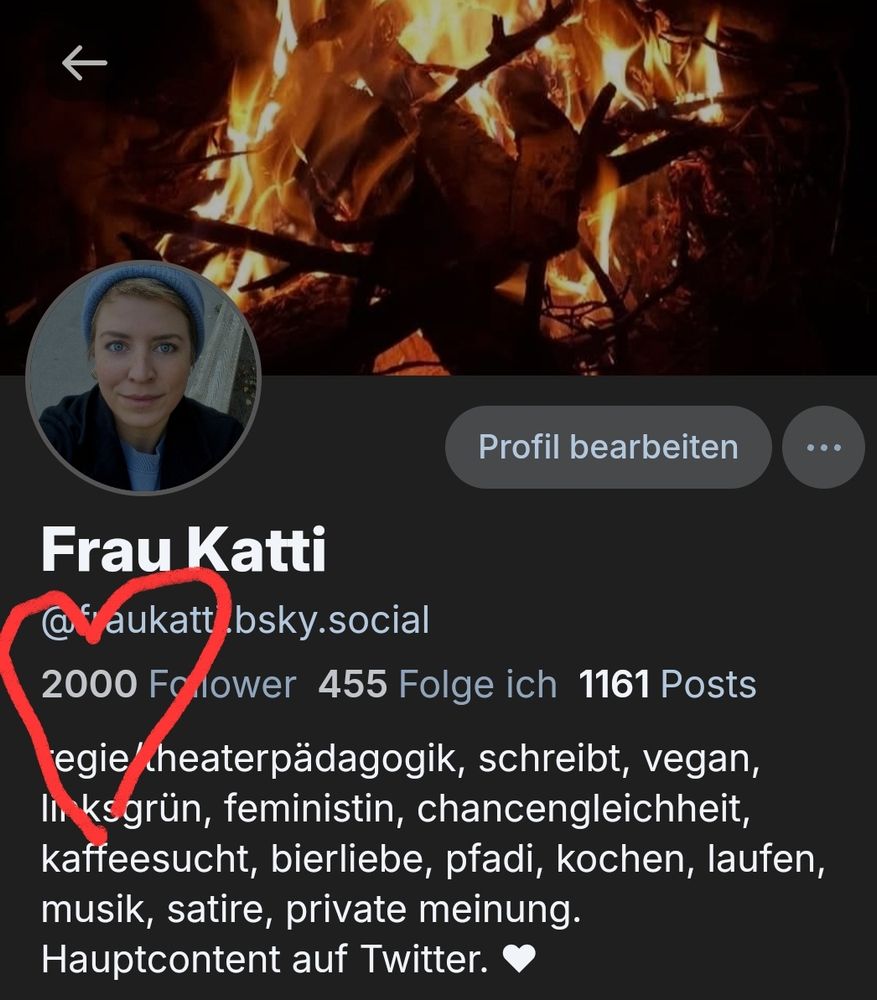 Profil Screenshot mit 2000 followern