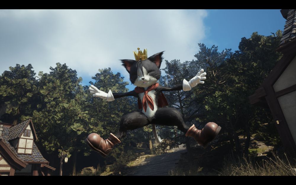 Cait Sith from Final Fantasy 7: Rebirth. In the air.