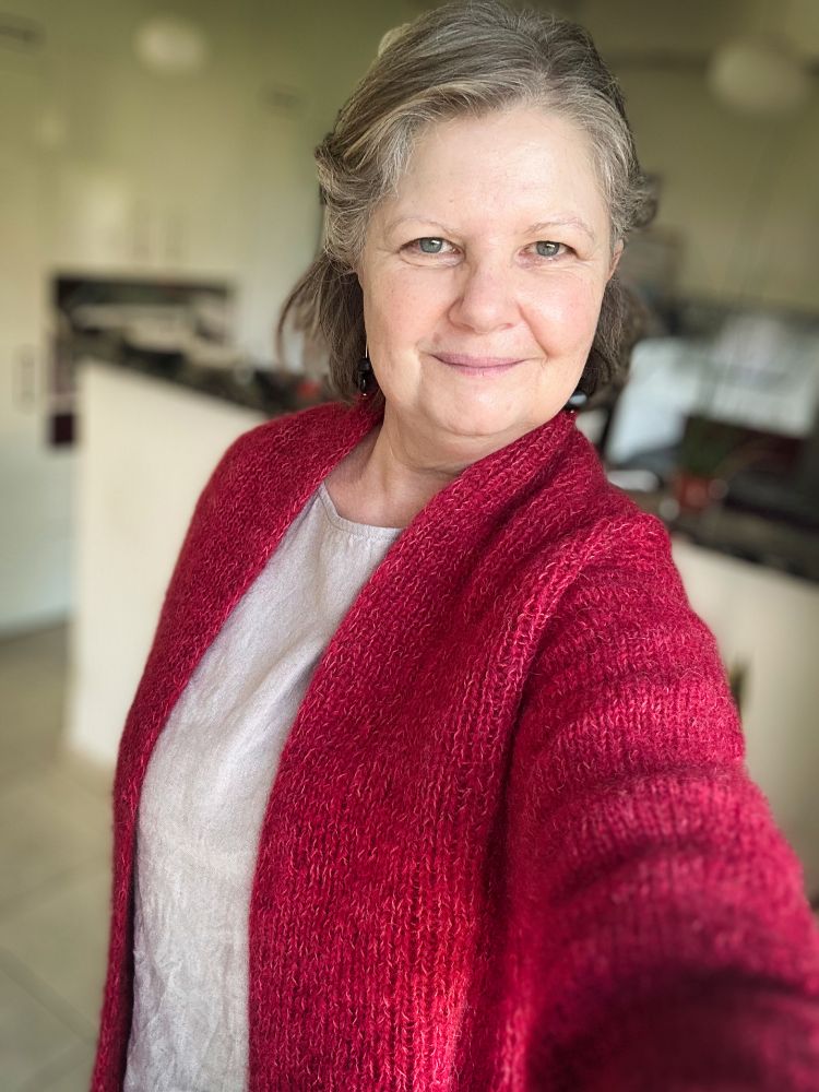Raspberry red hand made cardigan