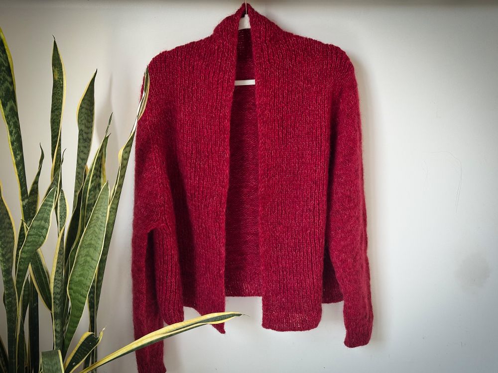 Raspberry red hand made cardigan