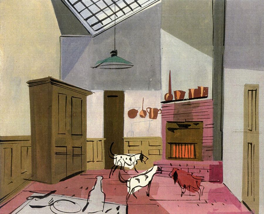 two abstracted dalmatians in a house