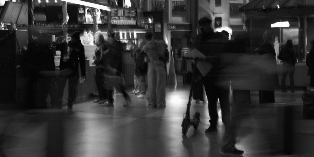 A hug in the middle of South Station.