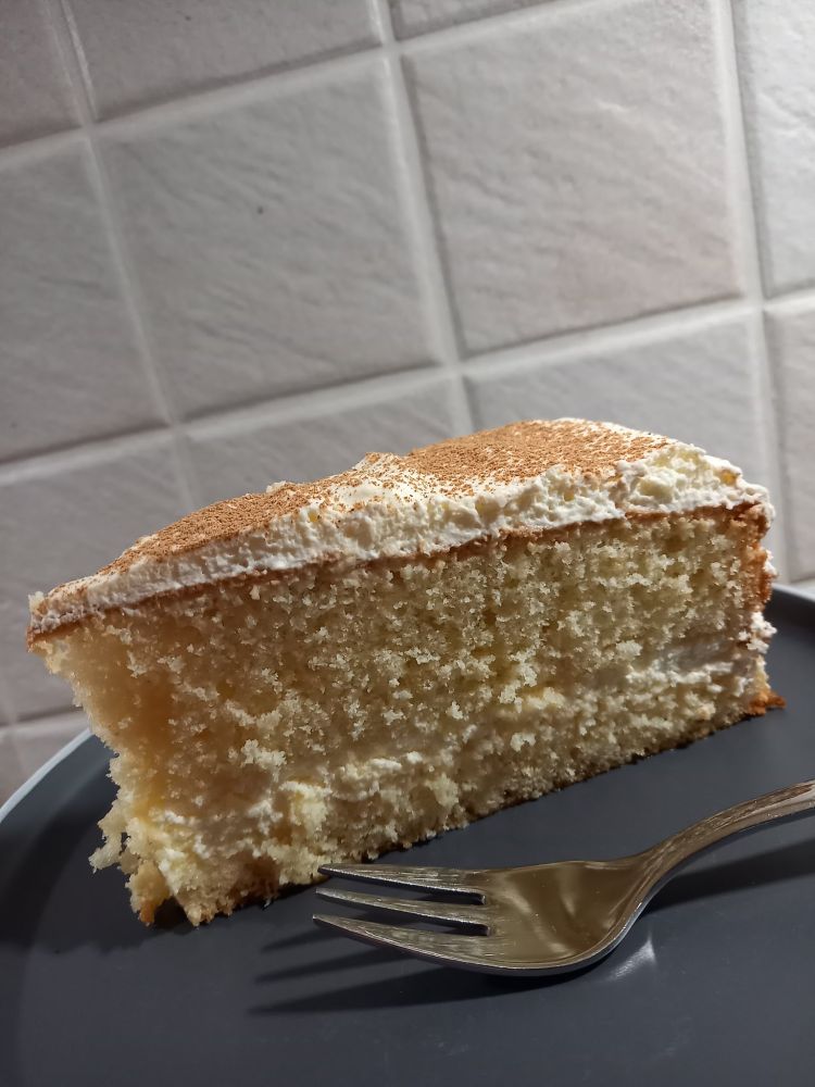 A slice of Tres Leches cake