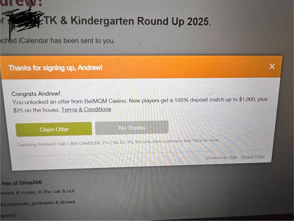 A BetMGM “offer”