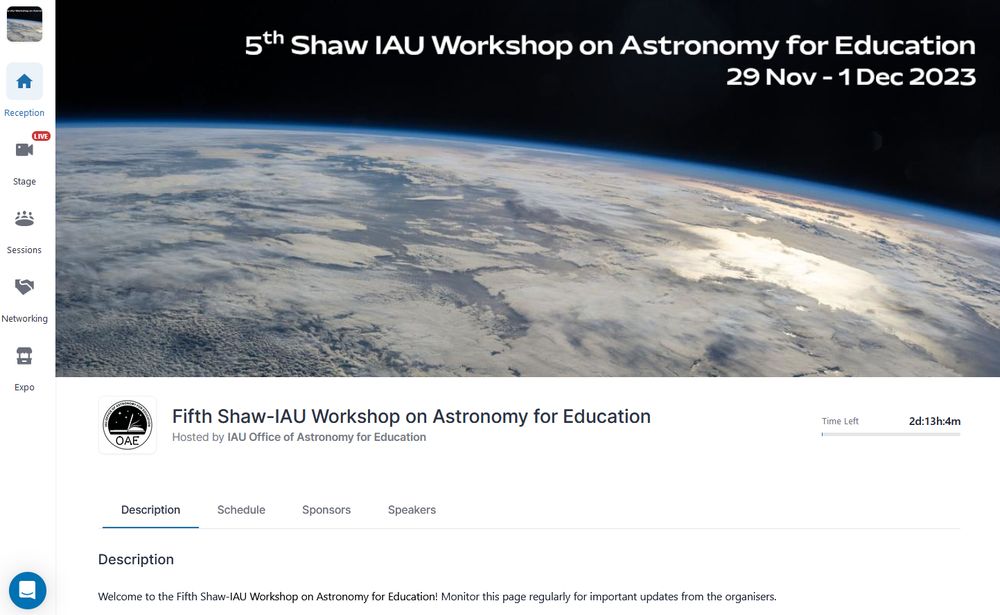 Screenshot of the online platform hosting the 5th Shaw-IAU Workshop on Astronomy for Education