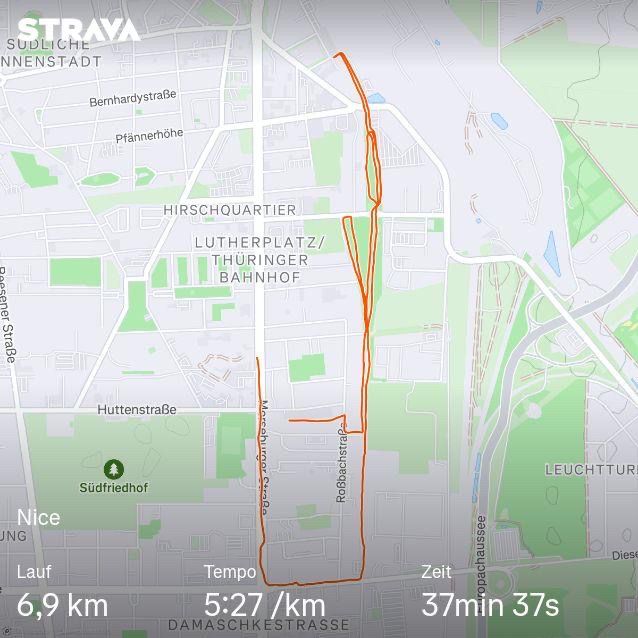 Strava jogging analytics. 6,9 km