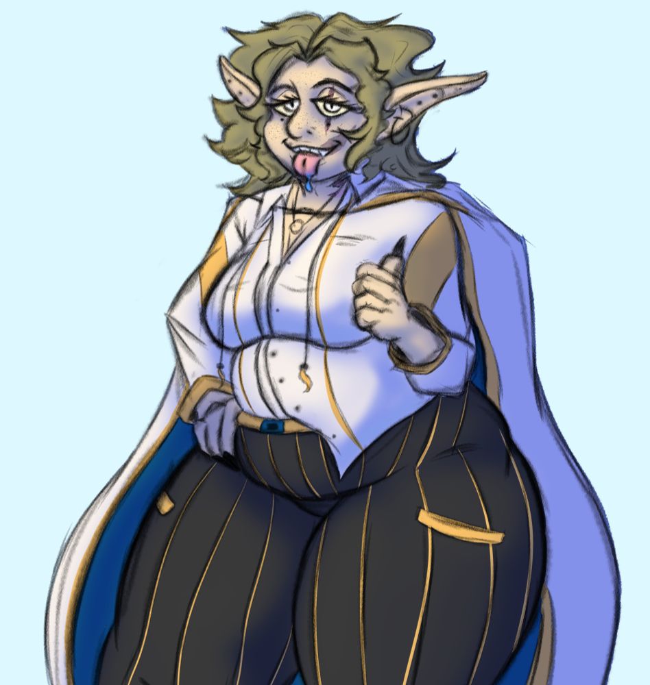 Wavy haired, silver eyed elf girl giving a thumbs up to the viewer.

Fenris Mireclaw: Head Gate Guard of Alstrinia