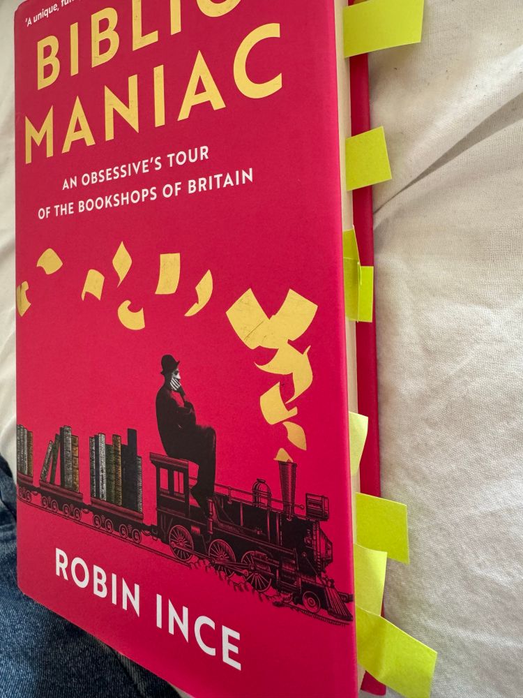 Robin Ince - Bibliomaniac with lots of post it notes marking pages