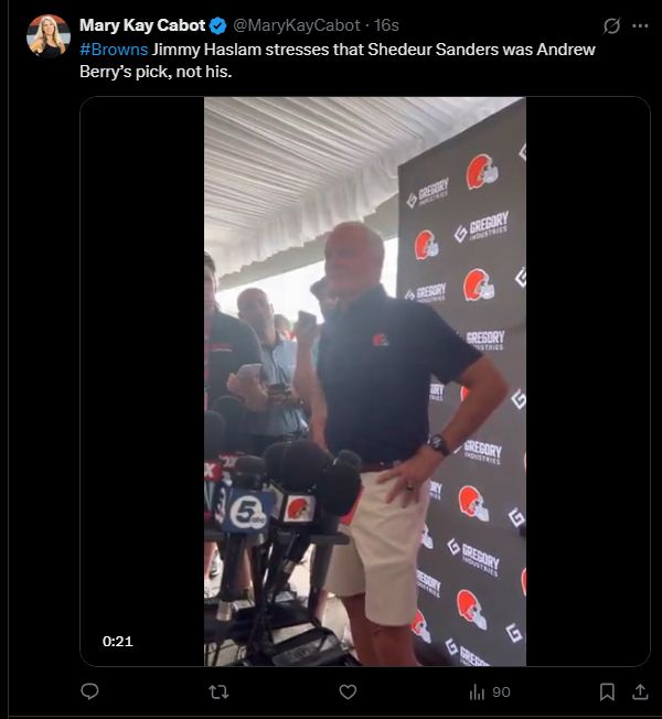 Mary Kay Cabot
@MaryKayCabot
·
1m
#Browns Jimmy Haslam stresses that Shedeur Sanders was Andrew Berry’s pick, not his.