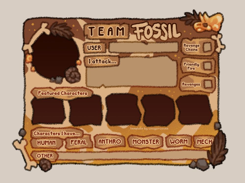 ArtFight 2025 template for Team Fossils