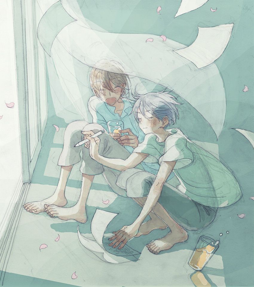窓際で絵を描いてたら急に風が吹き込んできたみたいな絵