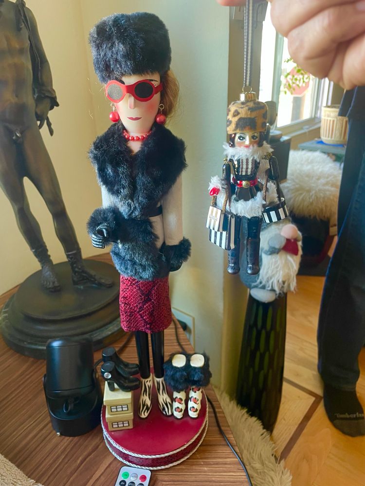 Fancy nutcracker and Henri Bendel ornament. 