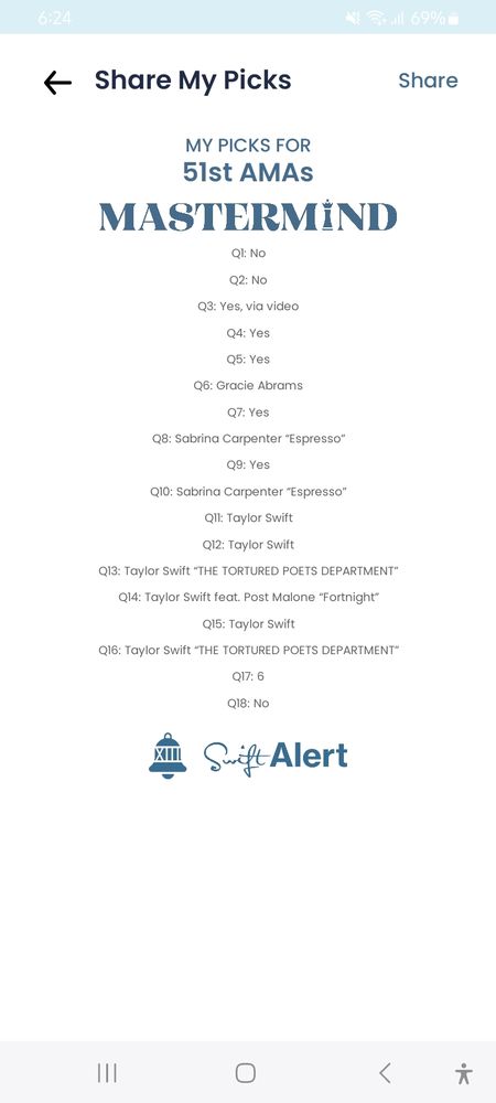 Screenshot of my AMAS Swift Alert Mastermind 