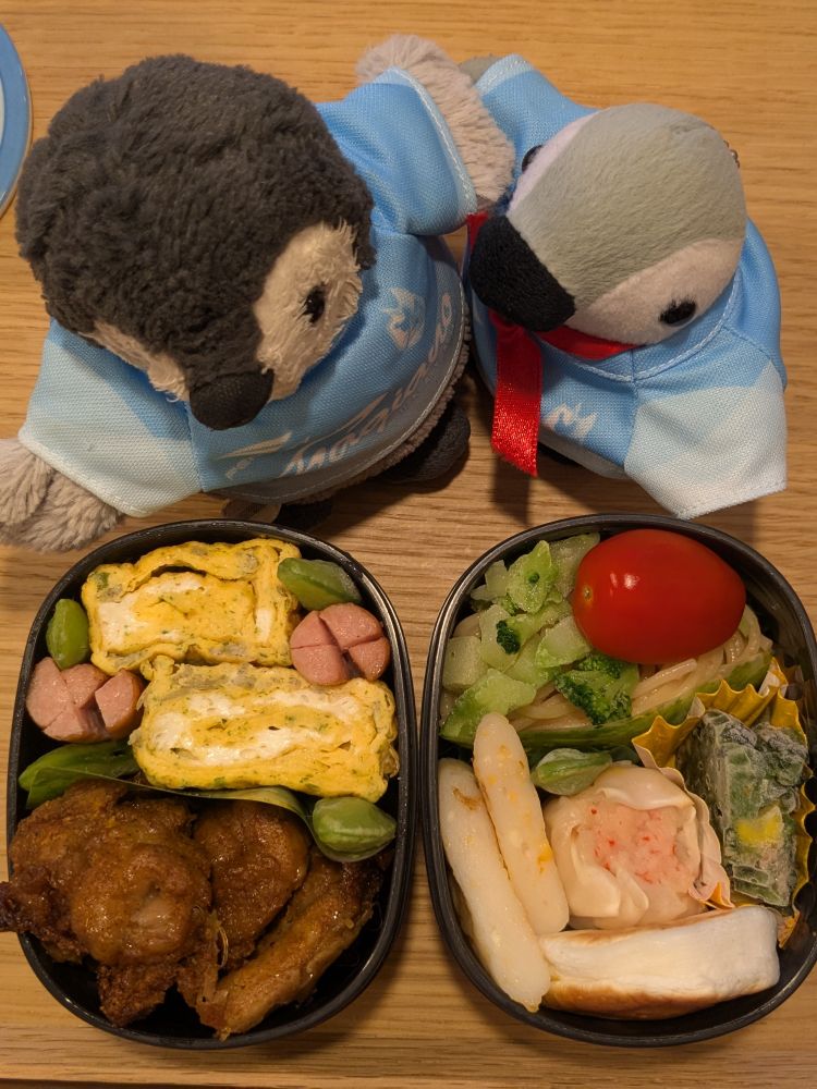 お弁当とペンギンぬいぐるみ（かわいい）
