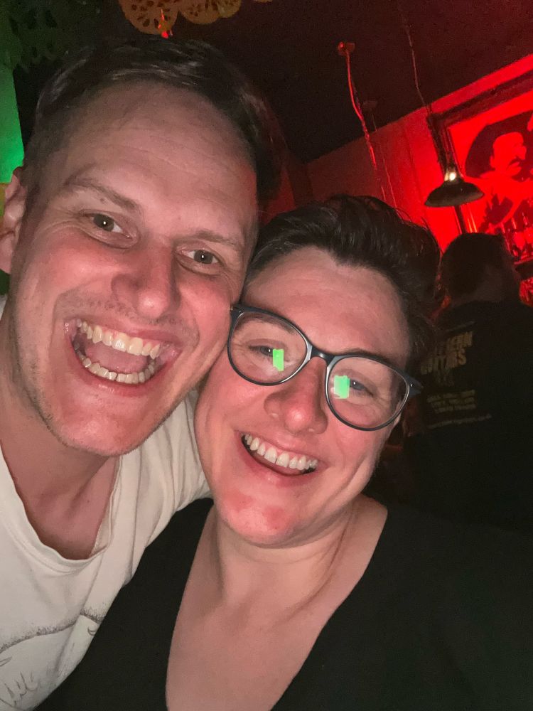 Jen and I when I found out they were leaving getting lairy on a random Monday 