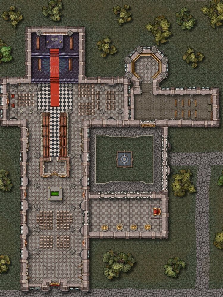 map layout of a church abbey for virtual tabletop use in tabletop roleplaying games like dungeons and dragons
