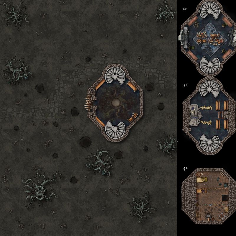 dnd or ttrpg map of a tower setting