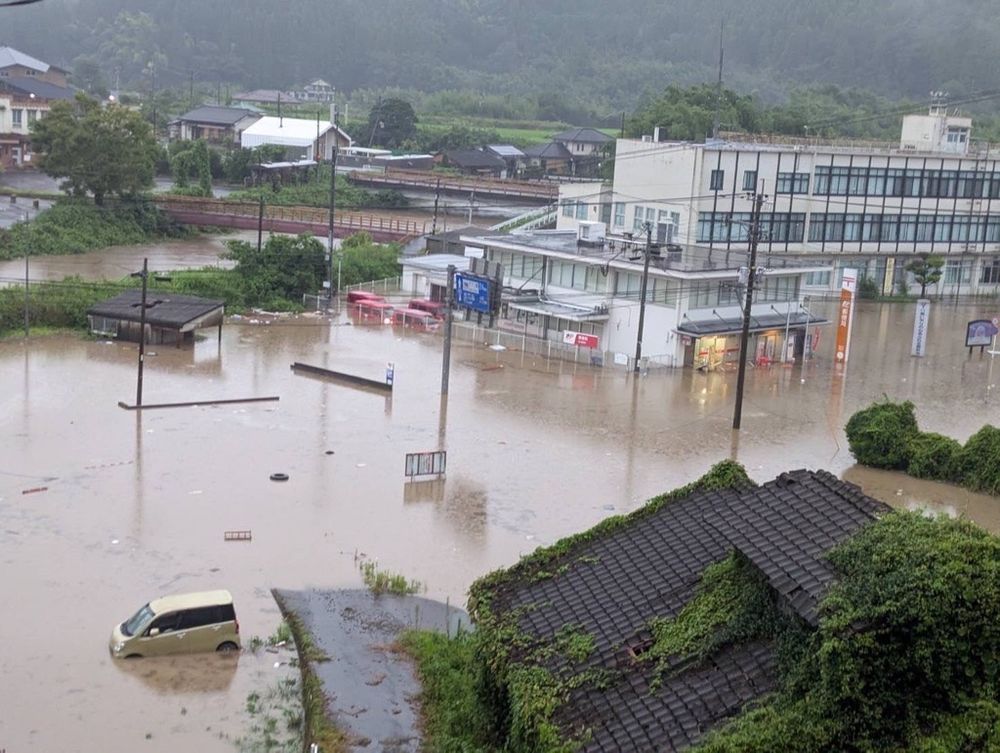 Flooded Japanese town
