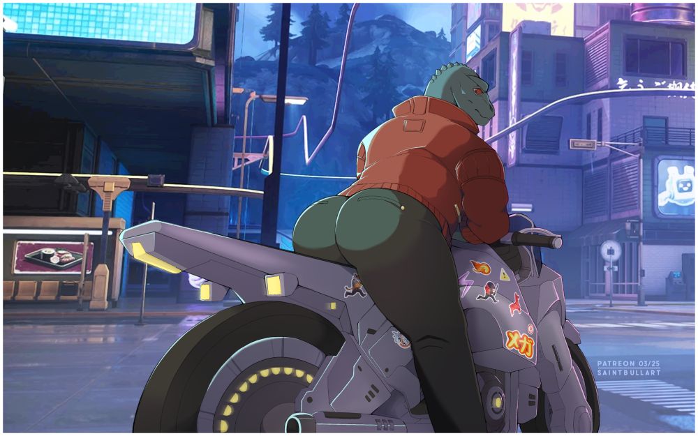 Drawing of Thunder from Fortnite in his Rogue Bike showing his generous big butt 🎨🐂 2025