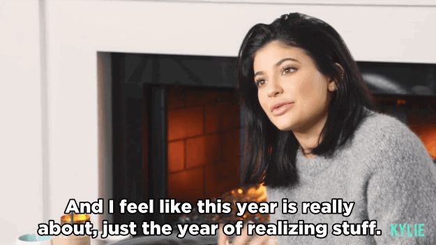 Screen cap of Kylie Jenner saying “and I feel like this year is really about, just the year of realizing stuff”
