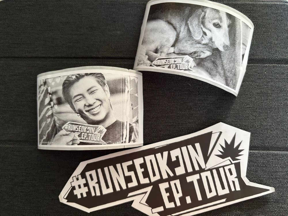 Thermal print of KNJ and of Billie and the Runseokjin sign