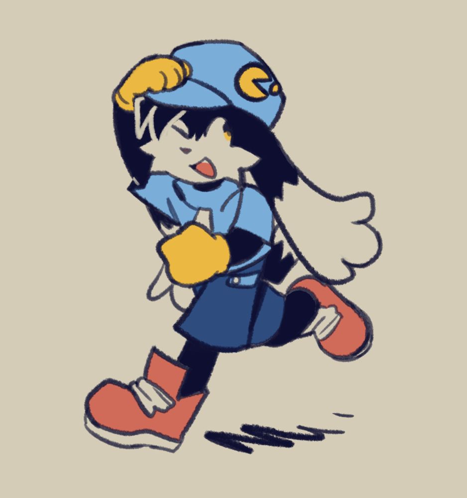 sketch of klonoa running