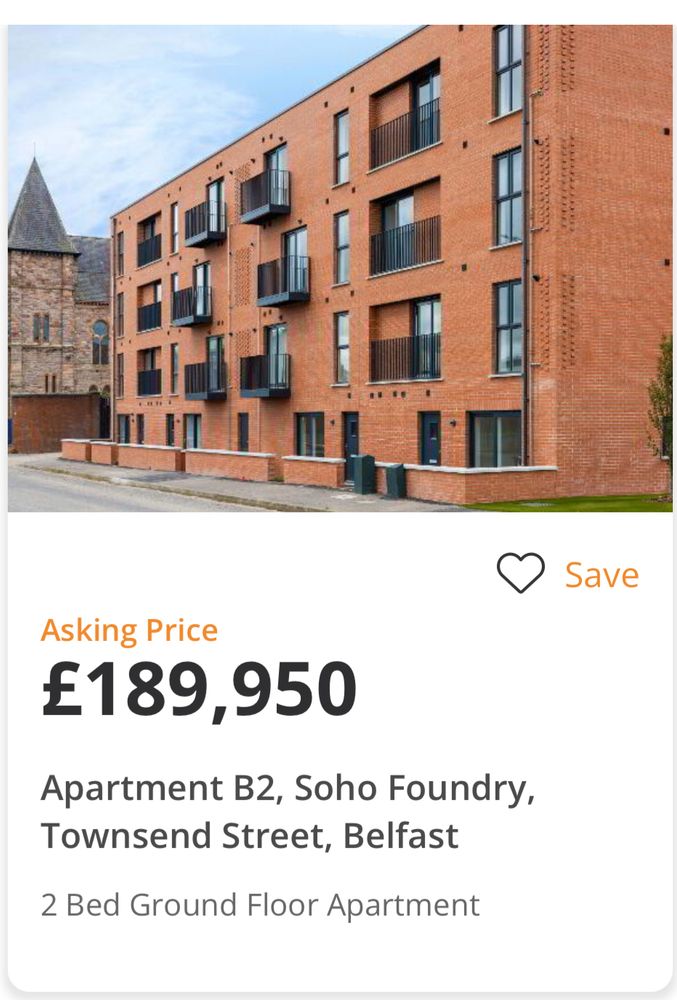 Photo of new apartments, Soho Foundry, Townsend St Belfast, 2 bed ground floor £189,950 asking price 