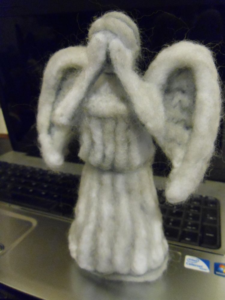 Weeping Angel from Doctor Who, created in felt.