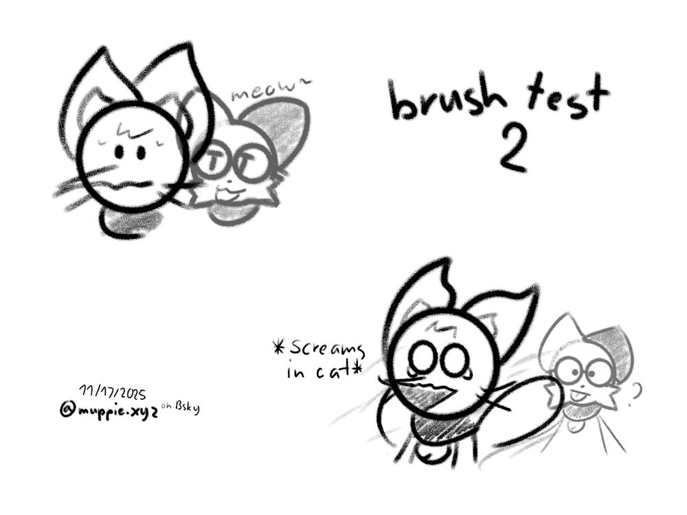 2 doodles, one where Lucas gets scared from Sierra meowing at him (a reference to him getting scared jokingly when Sierra meows) and the two where Lucas runs away screaming like a cat. Sierra also looks confused as he runs away
