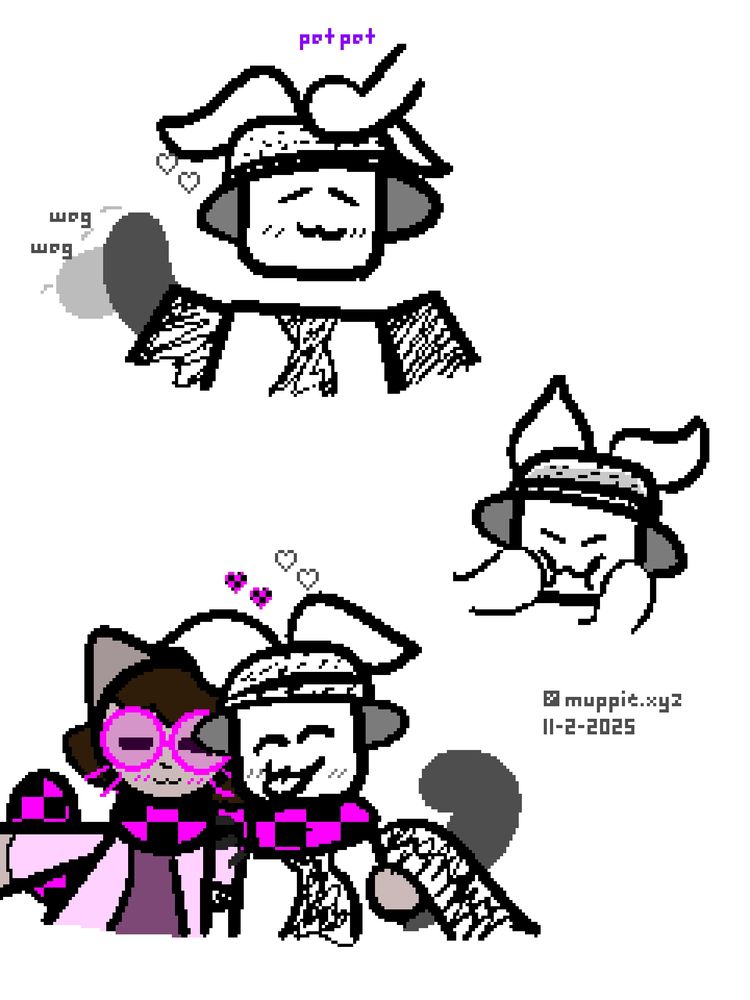 3 Doodles of Links and Prime Amazon
One is him being petted, the second being squished, and the third where he gets hugged by Prime while wrapping his scarf around Links