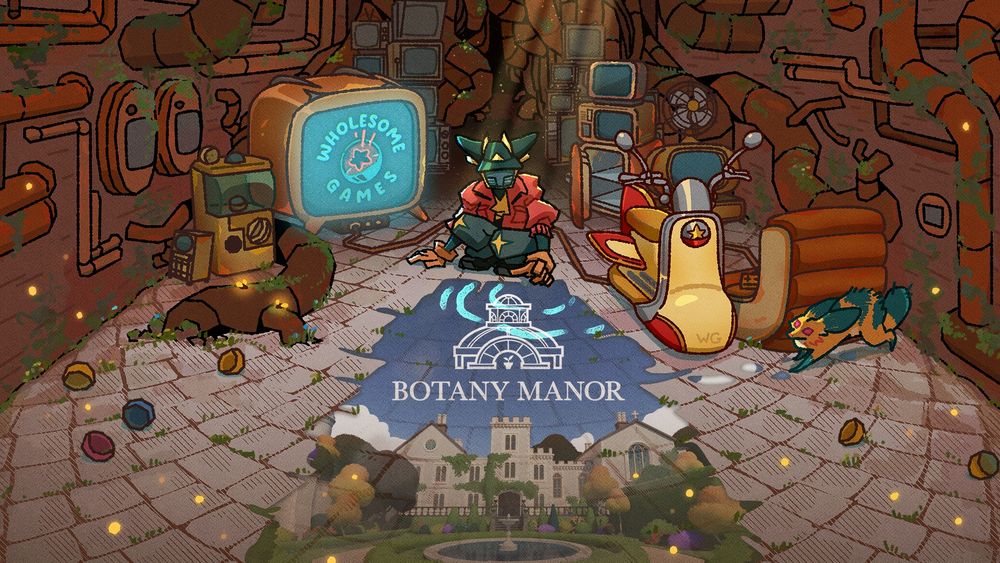 A picture announcing the inclusion of Botany Manor in the Wholesome Games Celebration. 