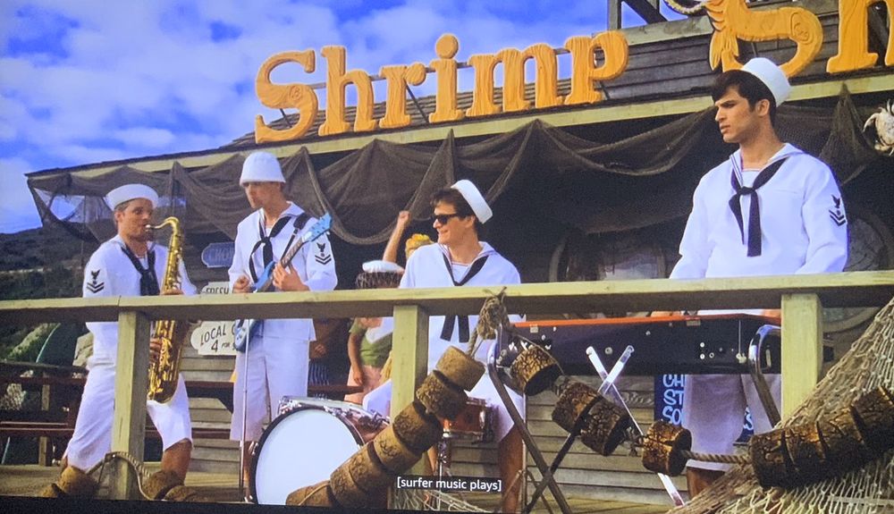 A picture of the meta-fictional band "Captain Geech and the Shrimp Shack Shooters", portraying a fictional band within the movie "That Thing You Do" played in the movie by the fictional band "The Oneders" (The Wonders).
