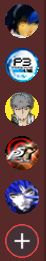 Screenshot of the sidebar in Reloaded II modloader. Features icons for games in order: Metaphor Refantazio, Persona 3 Reload, Persona 4 Golden, Persona 5 Royal, Shin Megami Tensei V: Vengeance.