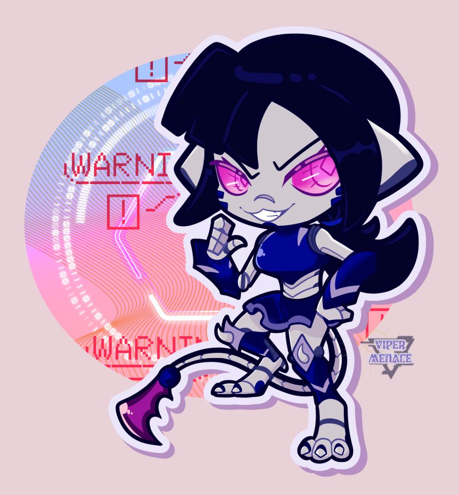 the robot Kat poses in a "you wanna mess with me?" vibe. Her tail slinks around the back and rests by her feet.