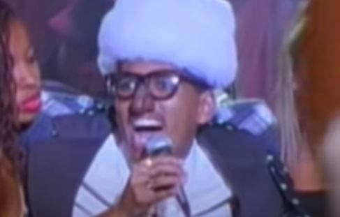 A screen grab of Shock-G singing "The Humpty Dance"