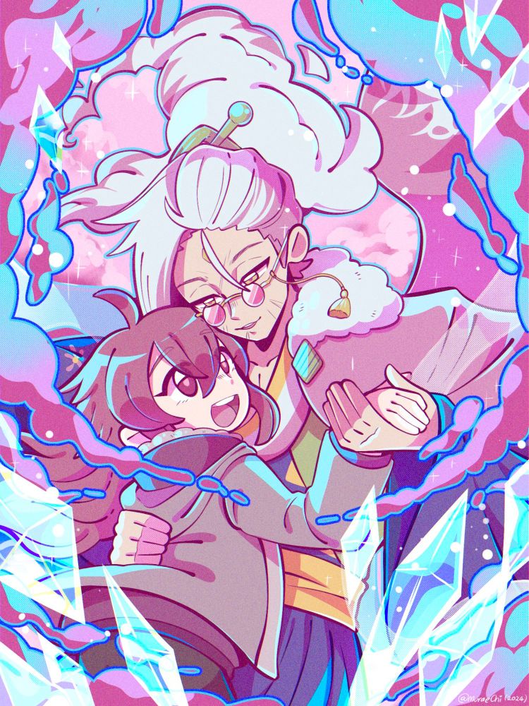 A gen with their significant other in the dreamcore art crystal aesthetic 💎☁️