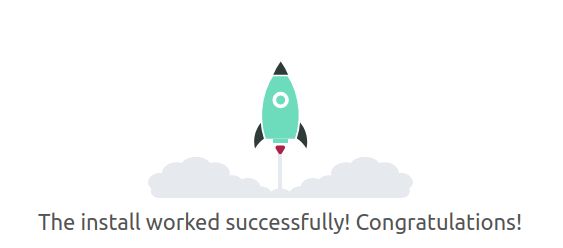 Screenshot of the django project landing screen with a rocket and text "The install worked successfully! Congratulations!" written below it.