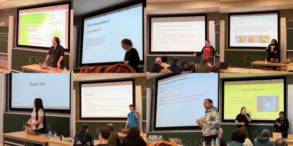 Collage of the room’s speakers. From left to right, top row: Chris, Jessica, Mike, Raashi. Bottom row: Raffaella, Storm, Thibaud, Eemeli & Ujjwal