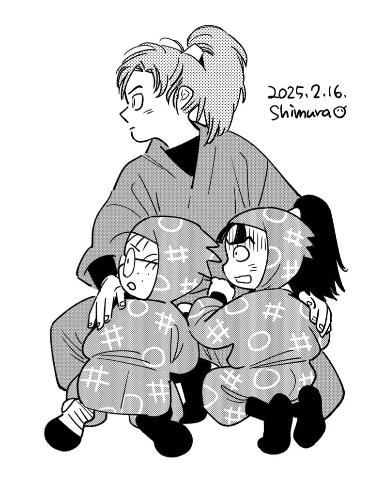 忍たまキャラクターの善法寺伊作と乱太郎と伏木蔵のイラスト