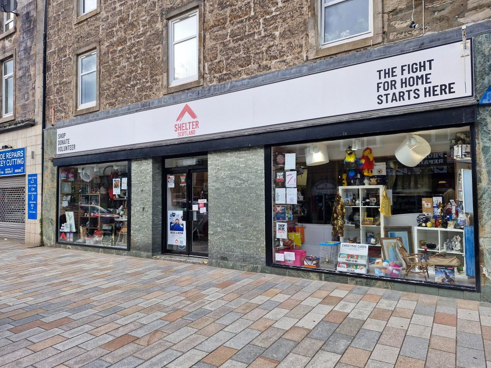 A photograph of the Helensburgh Shelter Scotland shop front